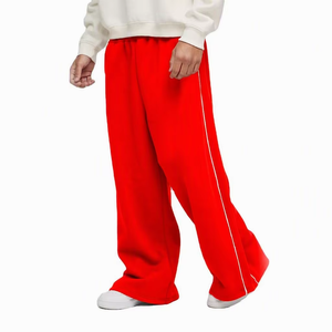 Custom High Quality Unisex Straight Leg <b>Lounge</b> Jogger <b>Pants</b> <b>for</b> <b>Men</b> 100% Cotton Casual Black French Terry Wide Leg Sweatpants - Product Image 3