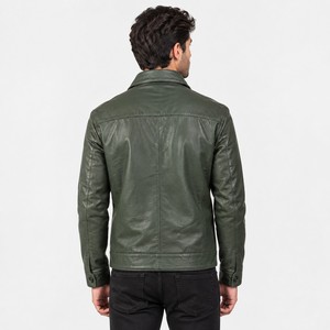 Blouson Bomber en Cuir Véritable pour Homme, Col Montant, Fermeture Éclair, Positionnement du Logo Personnalisé, Respirant, Veste Décontractée d'Hiver - Service OEM - Product Image 5