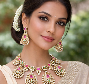 Nuevo Conjunto de Joyería de Collar y Aretes con Perlas de Diseño Personalizado para Mujer, Origen Indio - Product Image 6