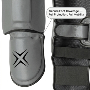 Protège-tibias MMA personnalisés, protège-tibias Muay Thai, taille personnalisée, cuir PU, protection de la cheville, protège-tibias de kickboxing, équipement sportif - Product Image 6