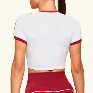 Camiseta Deportiva Ajustada con Cuello en V para Mujer, Ropa de Gimnasio, Nueva Colección de Verano, Tejido Jersey de Compresión, 100% Algodón, Secado Rápido - Product Image 2