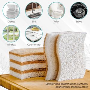 Spugne Naturali a Base Vegetale in Cellulosa, 12 Pezzi, Detergenti per Piatti a Doppia Faccia, Sicuri per Pentole Antiaderenti - Product Image 3