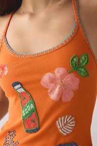 T-shirt à manches courtes en coton de haute qualité, couleur unie, imprimé personnalisé, style sportif, épaules dénudées, fait main, avec perles, pour femme - Product Image 1