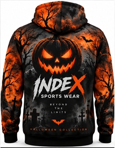 Sudadera con Capucha para Hombre Index Sports Wear, Estampado Gótico, Cierre Frontal con Cremallera, Corte Regular, Prenda Otoñal, Tejido Transpirable de Poliéster - Product Image 2