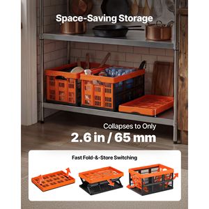 6-Piece Plastic Collapsible Storage Bins 45L Fabric Storage <b>Crates</b> with Handles Foldable & Stackable 33 Lbs Capacity Per Bin - Product Image 4