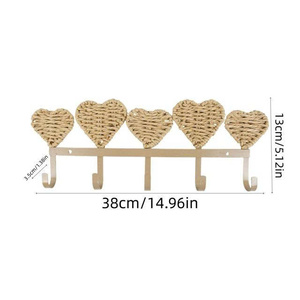 Wholesale Premium Hand Woven Natural Seagrass Heart Wall Mounted Coat Hooks Suitable For Wall Hat Holder Entryway Organizer - Product Image 4