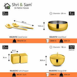Majestic Juego de cena de acero inoxidable de 42 piezas (3 personas) Juegos de vajilla elegantes con revestimiento de PVD dorado - Product Image 6