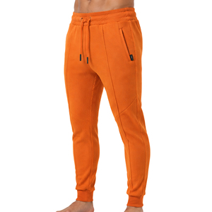 Pantalones de punto gofrado premium para hombre, corte ajustado, estilo casual, jogger, tela texturizada, cintura elástica con cordón, parte inferior personalizada, para hombre - Product Image 1