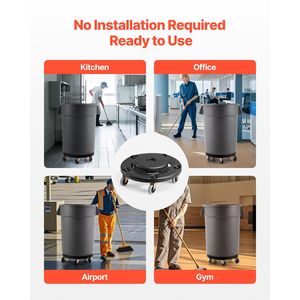 Base con Ruote per Bidone della Spazzatura, 4 Ruote Bloccabili, Capacità 500 lbs, per Contenitori da 20, 32, 44, 55 Galloni, Attrezzatura da Cucina Commerciale - Product Image 1