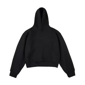 Sudadera con Capucha Extra Grande para Hombre, Negra, de Algodón, Felpa Francesa, Ecológica, Informal, de Longitud Regular, con Bolsillos, para Invierno - Product Image 1