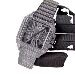 Montre de luxe 100% Bling VVS entièrement sertie de moissanite quartz en acier inoxydable, personnalisée, hip hop, classique, plongeur, glacée, pour affaires, 20 mm - Product Image 1