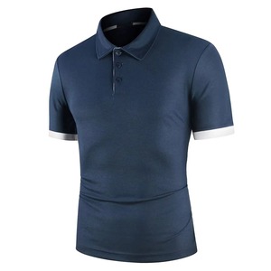 Polo tendance, respirant, manches courtes, impression de logo personnalisée de haute qualité, matière en coton foncé, polo pour homme - Product Image 2