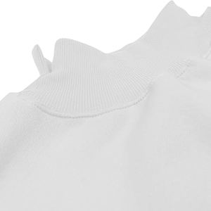 Pull gris pâle pour femme à col montant, épaules tombantes amples et silhouette à manches longues unies, idéal pour le streetwear décontracté - Product Image 4