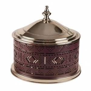 Cacerola de Acero Inoxidable Dorada de Lujo con Cuerpo Decorativo Calado, Recipiente Aislado para Mantener la Comida Caliente - Product Image 1