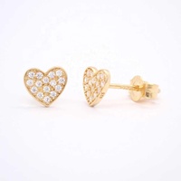 Boucles d'oreilles clous classiques en argent sterling 925 avec zircon, plaqué or jaune rhodié, logo personnalisé à 4 couches, ensemble de bijoux cadeau en forme de cœur