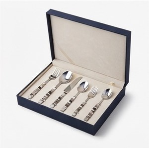 Ensemble de couverts modernes en acier inoxydable, 5 pièces, finition miroir, passe au lave-vaisselle, vaisselle de mariage, design élégant, poignée - Product Image 5