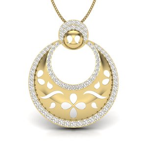 Bohemia Style Yellow Gold Diamond Pendant With Round Brilliant Cut Stones For Women's Everyday Wear - Product Image 2