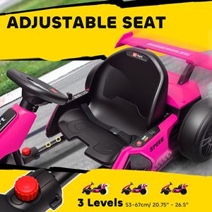 Go-Kart Elettrico Regolabile in Acciaio 24V 7.5 MPH Rosa per Bambini e Adolescenti - Parco Divertimenti/Intrattenimento/Sport - Product Image 6