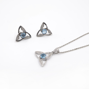 Ensemble de boucles d'oreilles pendantes en argent sterling 925 avec topaze bleue naturelle, plaqué rhodium, bijoux fins OEM ODM - Product Image 1