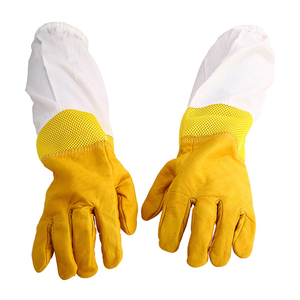Guantes de Apicultura Premium, Guantes de Apicultor con Manga de Lona y Palma de Cuero, Protección Contra Picaduras, Venta al Por Mayor OEM - Product Image 1