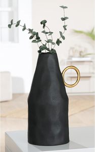 Vase de table en métal noir moderne et artistique, style sans effort, design géométrique fait main, forme sculpturale décorative - Product Image 3