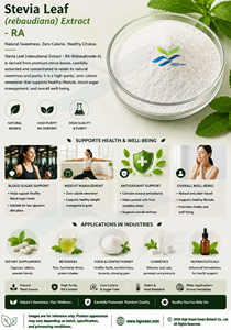 HGO Suministro directo de fábrica Extracto de hoja de Stevia natural rebaudiana (grado alimenticio) Especificación RA 90% (extracto estandarizado) - Product Image 3