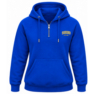 Sudadera con capucha y media cremallera para mujer Sigma Gamma Rho, azul real, personalizada, con letras griegas, estilo universitario, informal y a la moda - Product Image 1