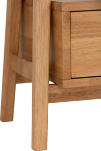 Mesita de noche compacta de madera con dos niveles y un cajón de almacenamiento, ideal para dormitorio y sala de estar. - Product Image 2