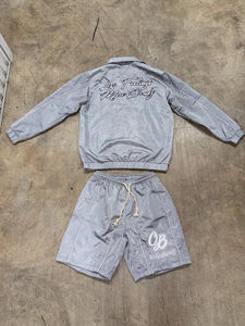 Ensemble short et veste coupe-vent unisexe en nylon léger avec blocs de couleur pour homme - Product Image 5