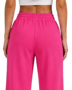 Manufacturer Customized Women Hot Pink Wide Leg Sweatpants High Waist Loose Fit Lounge Jogger Pants Casual Streetwear Daily Wear - Product Image 6