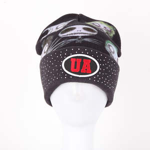 Bonnets d'hiver en acrylique personnalisés avec logo imprimé et revers, bonnets de pêcheur en tricot avec strass et logo, bonnets unisexes - Product Image 4