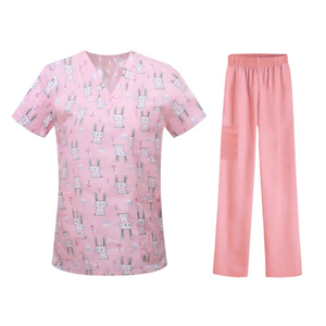 Wholesale Unisex Printed Medical Scrubs <b>Set</b> - 100% Cotton V-Neck Hospital Uniform with Cute Space Pattern for <b>Doctors</b> and Nurses - Product Image 6