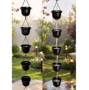 Chaîne de pluie design unique en cuivre noir mat pour extérieur, décoration suspendue pour maison et jardin, nouveau design, cadeau de luxe personnalisable - Product Image 3
