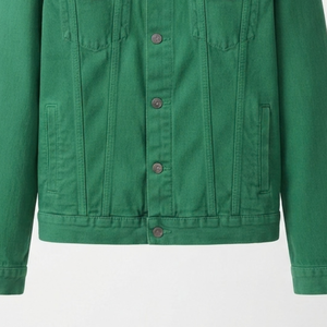 Chaqueta de Mezclilla Verde para Hombre, Cuello Alto, Logotipo Bordado, Estilo Casual, Cierre de Botón, Manga Larga, Ropa de Invierno, Transpirable, Estilo Urbano - Product Image 5