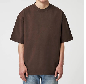 เสื้อยืดสตรีทแวร์ทรงหลวมไหล่ตก แบบเรียบ คุณภาพสูง สไตล์วินเทจ ซักแล้ว สำหรับผู้ชาย ขายส่ง - Product Image 5