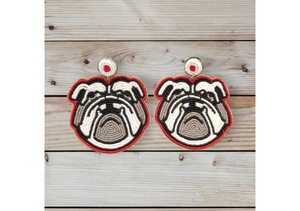 Boucles d'oreilles de football artisanales perlées, bijoux de déclaration sportifs, accessoires traditionnels marron pour le jour du match, équipe marron et or - Product Image 3