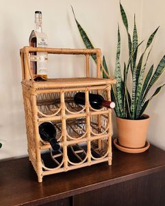 Woven Wine Bottle Holder Made Of Rattan For Rustic Home Decor And Stylish <b>Kitchen</b> Counter Organization - Product Image 5