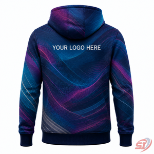 Sudadera con Capucha Personalizada por Sublimación, Cian Magenta, Cierre Completo, Impresión Espectral, Marca Privada, Logotipo OEM, Proveedor Mayorista de Artículos Deportivos - Product Image 2