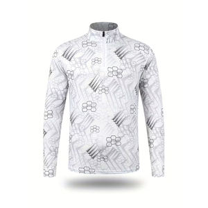 เสื้อยืดซับลิเมชั่นดีไซน์สำหรับผู้ชาย แขนยาว 3/4 ซิป ทรงปกติ น้ำหนักเบา ระบายอากาศได้ดี แห้งเร็ว ผลิตจากโพลีเอสเตอร์/คอตตอน - Product Image 1