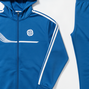 Survêtement unisexe bleu surdimensionné à capuche avec fermeture éclair, manches longues, couleur unie, design sportif, matière polyester respirante, idéal pour l'automne - Product Image 4