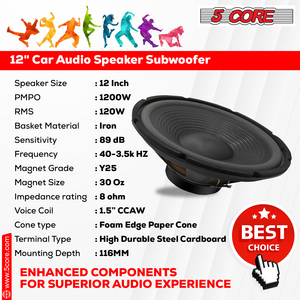 Subwoofer de 12 Pulgadas y 1200W, Modelo Portátil WF 12120, 8 Ohmios, Graves Profundos, Altavoz de Repuesto para Audio Profesional - Product Image 4