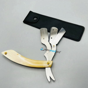 Best Selling New Arrival Straight Cut Throat Shavette Razor Folding Knife with Bone Handle Wholesale Barber Shaving Razors - Product Image 3