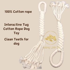 Hoang Linh SG ไม้กาแฟธรรมชาติทำมือและเชือกคอตตอนนกหวีดสุนัขของเล่นเคี้ยวของเล่นเป็นมิตรกับสิ่งแวดล้อมทำความสะอาดฟันใช้งานกลางแจ้ง - Product Image 4