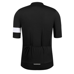 Maillot de Ciclismo Negro para Hombre, Manga Corta, Transpirable, 100% Poliéster, Franja Blanca en la Manga, Opciones de Logotipo Personalizado, Impresión por Transferencia de Calor - Product Image 2