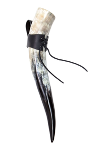 Medieval Viking Polished Drinking Horn Genuine Leather Holder Handmade Natural Style <b>Beer</b> Cup Norse Party Bar Accessory Rustic - Product Image 4