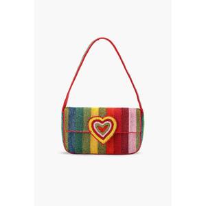 Bolso de Hombro con Cuentas Hechas a Mano con Diseño de Corazón a Rayas de Arcoíris para Mujer, Bolso de Moda Colorido para Fiestas de Verano y Vacaciones - Product Image 3