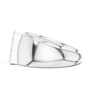 Anillo de Sello para Hombre de Oro Blanco de 10K con Diamantes Cultivados en Laboratorio de Corte Redondo en Racimo Cuadrado de 1 Quilate, Chapado en Rodio, Oro Rosa, Blanco y Amarillo - Product Image 3