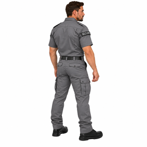 Ensemble uniforme de sécurité pour hommes de haute qualité, chemise de travail à manches courtes, pantalon cargo latéral, couleur unie, uniforme de travail personnalisé pour hommes - Product Image 6