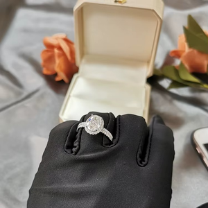 925 Silver 18K White Gold D Color Oval Moissanite Women Jewelry Wedding Set Band <b>Rings</b> Engagement <b>Ring</b> - Product Image 5