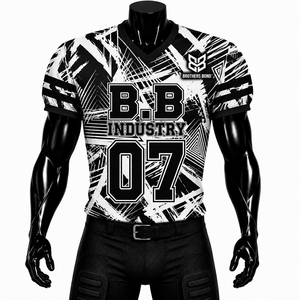 Wholesale Sublimation Printed Polyester <b>Black</b> <b>White</b> <b>Football</b> Jersey Moisture Wicking V-neck Elastic Waist Breathable Mesh - Product Image 4